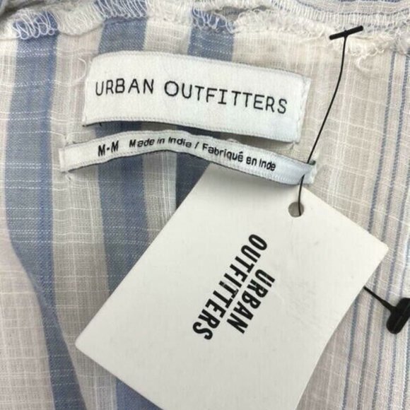 NWT Urban Outfitters M Blue White Crochet stripe Dress Lightweight Boho - Picture 5 of 6